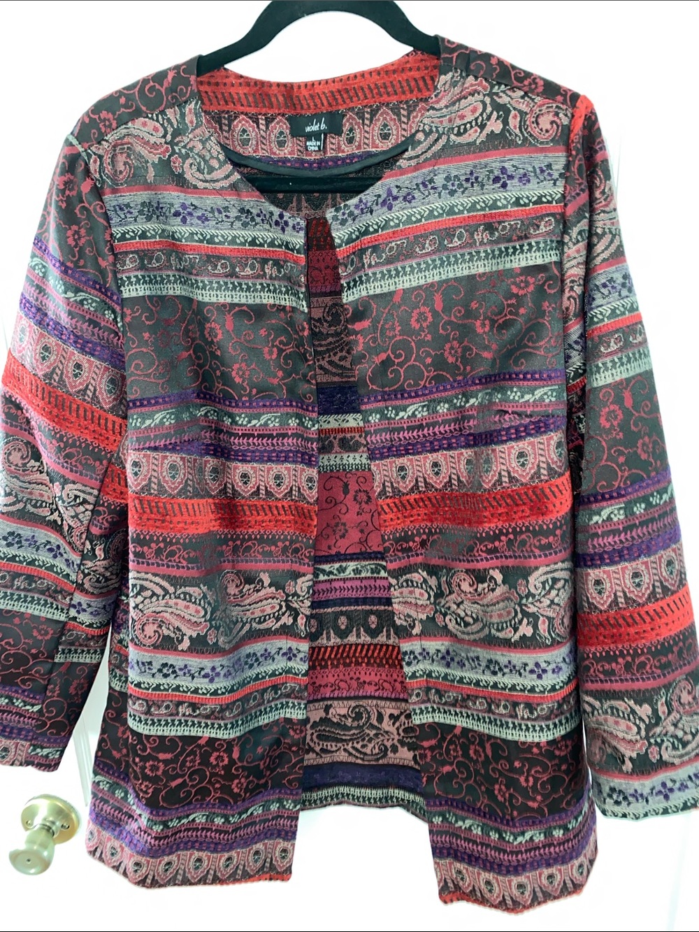 Whimsigoth Tapestry Jacket Violet B Paisley Boho Dark Academia Sz L